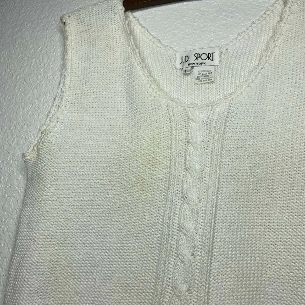 Vintage J.D. Sport New York Cream Knit Sweater Tank Top - Picture 5 of 5
